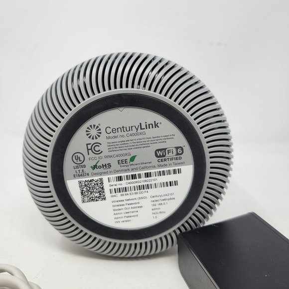 CenturyLink‎  C4000XG Fiber Wireless Router Modem Combo + Adapter and Cables - Picture 4 of 4